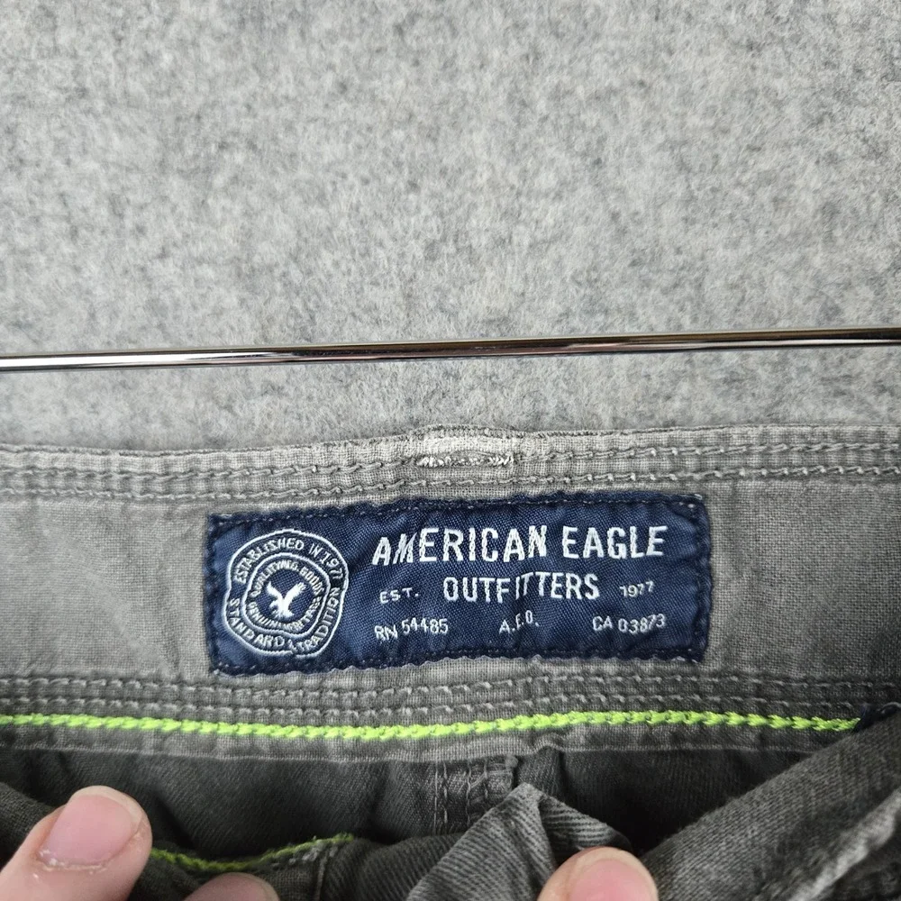 American Eagle Cargo Shorts Mens 32 Gray Longboard Flat Front Skater Faded